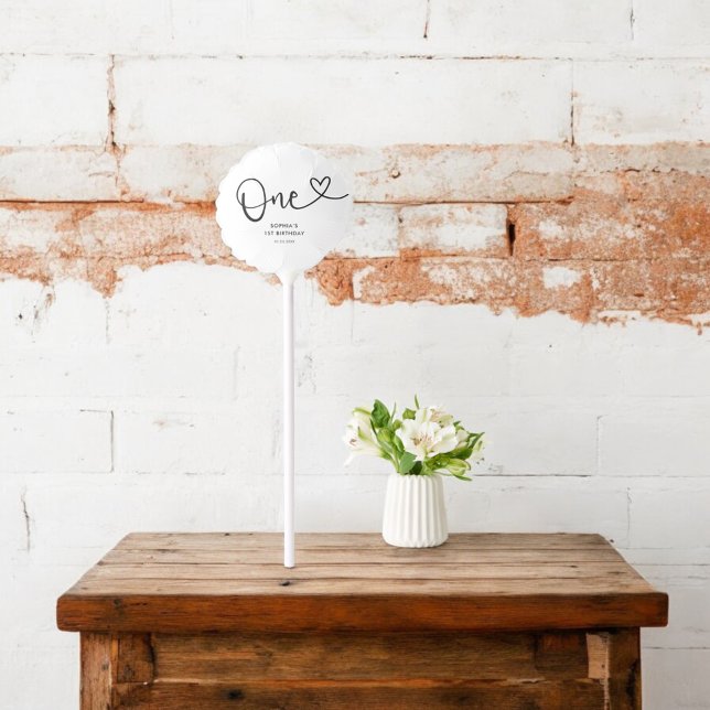 Playful Calligraphy Minimalist 1st Birthday Balloon (Creator Uploaded)
