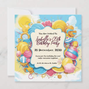 Playful Candy-Themed Personalized Birthday Invitation