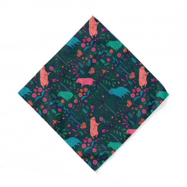 Playful Capybara in the Forest – Tropical Seamless Bandana (Front)