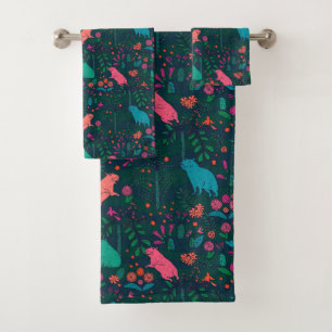 Playful Capybara in the Forest – Tropical Seamless Bath Towel Set