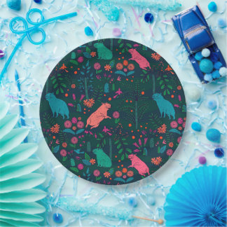 Playful Capybara in the Forest – Tropical Seamless Paper Plates