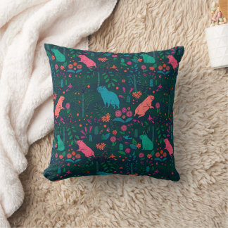 Playful Capybara in the Forest – Tropical Seamless Throw Pillow