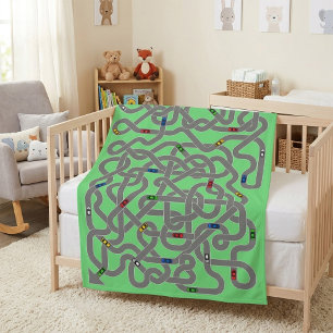 Playful Car Road Map Baby Blanket