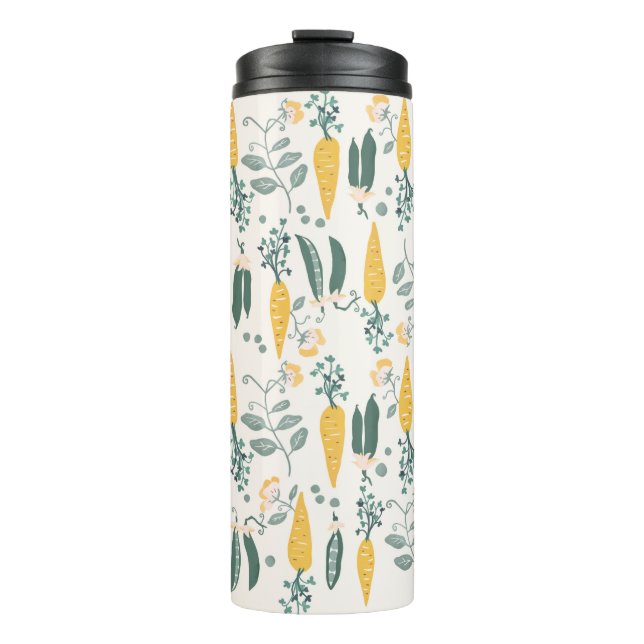 Playful Carrot & Pea Children's Pattern Thermal Tumbler (Front)