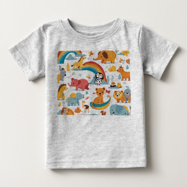 Playful Cartoon Animal T-Shirts for Kids (Front)