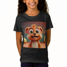 Playful Cartoon Animal Tee for Girls – Bright & Fu