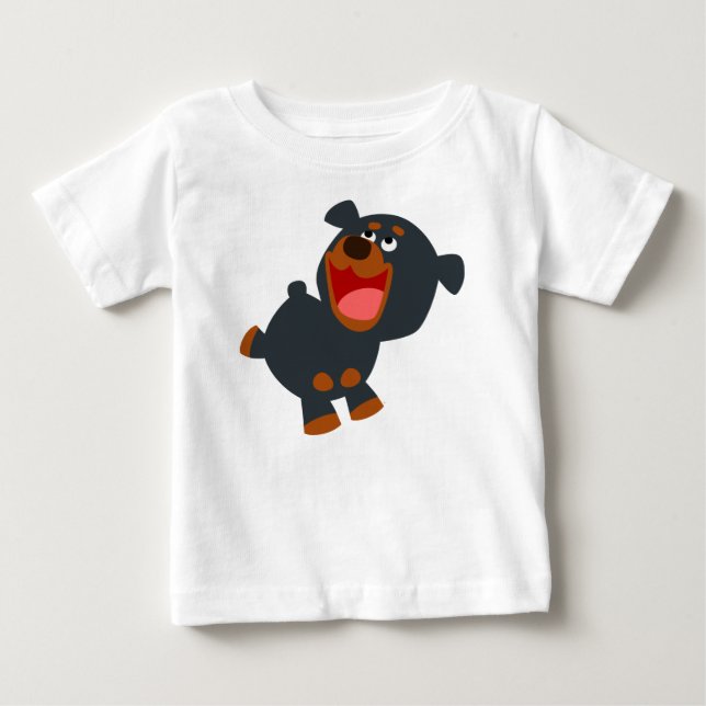 Playful Cartoon Baby Rottweiler Baby T-Shirt (Front)
