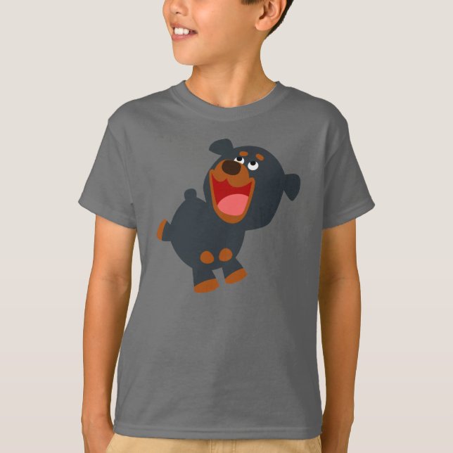 Playful Cartoon Baby Rottweiler Children T-Shirt (Front)