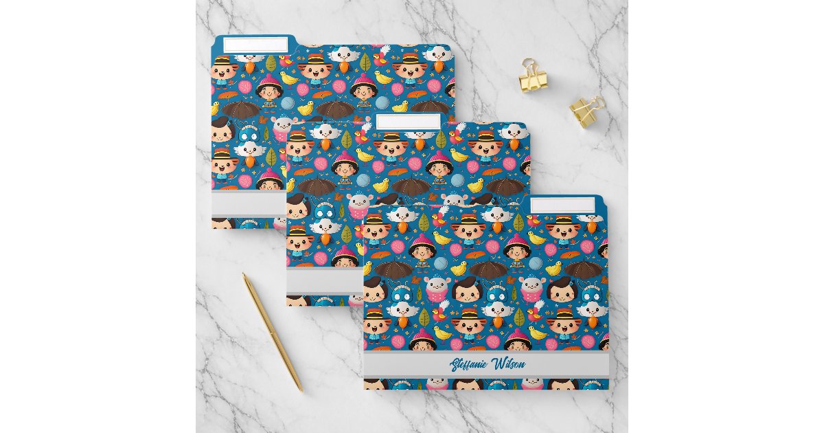 Playful Cartoon character personalized File Folder | Zazzle