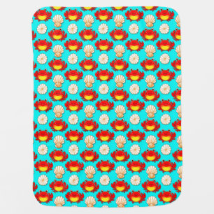Playful Cartoon Crabs and Seashells Pattern Baby Blanket