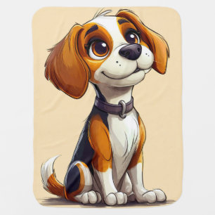 Playful Cartoon Dog  Cute Puppy Baby Design Blanket