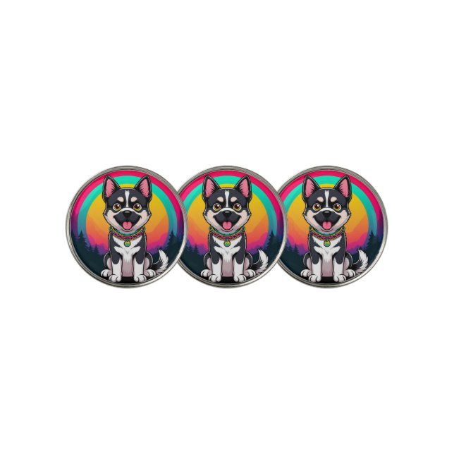 Playful Cartoon Dog Golf Ball Marker (3 Up)