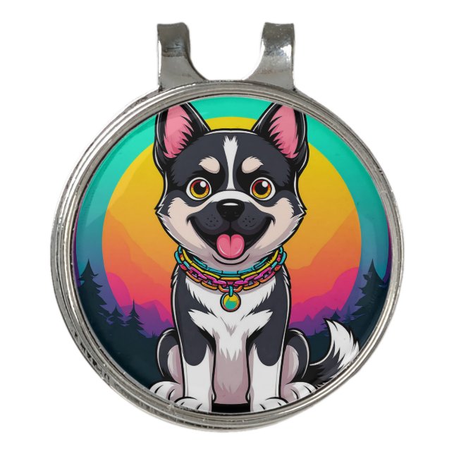 Playful Cartoon Dog Golf Hat Clip (Front)