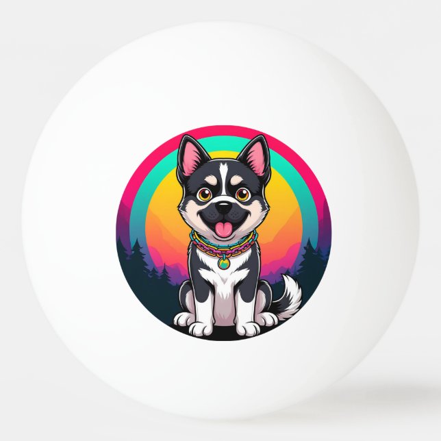 Playful Cartoon Dog Ping Pong Ball (Front)