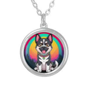 Playful Cartoon Dog Silver Plated Necklace