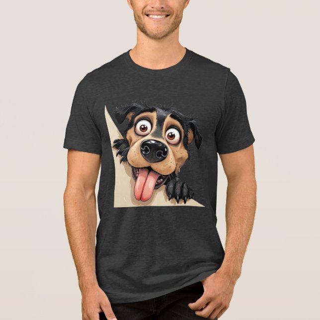 Playful Cartoon Dog Tri-Blend Shirt (Front)