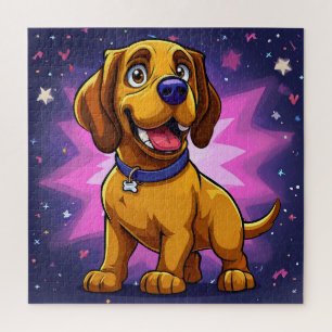 Playful Cartoon Dog with Vibrant Colors Jigsaw Puzzle
