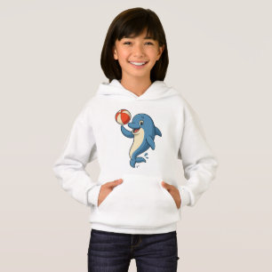 Playful Cartoon Dolphin with Beach Ball Hoodie