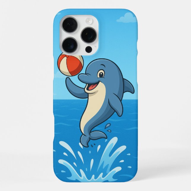 Playful Cartoon Dolphin with Beach Ball  iPhone Case (Back)