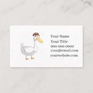 Playful Cartoon Duck with Brown Hat Business Card
