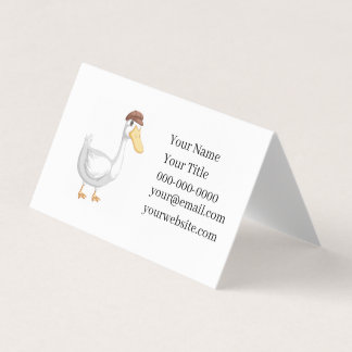 Playful Cartoon Duck with Brown Hat Business Card