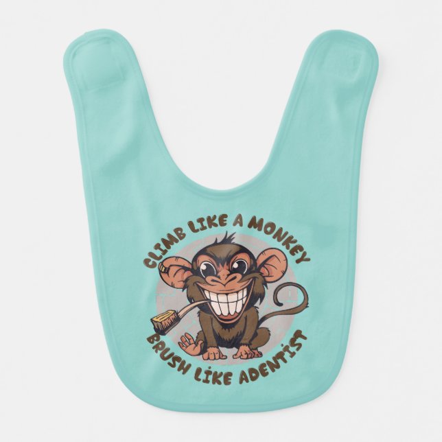 Playful Cartoon Monkey |  Baby Bib (Front)