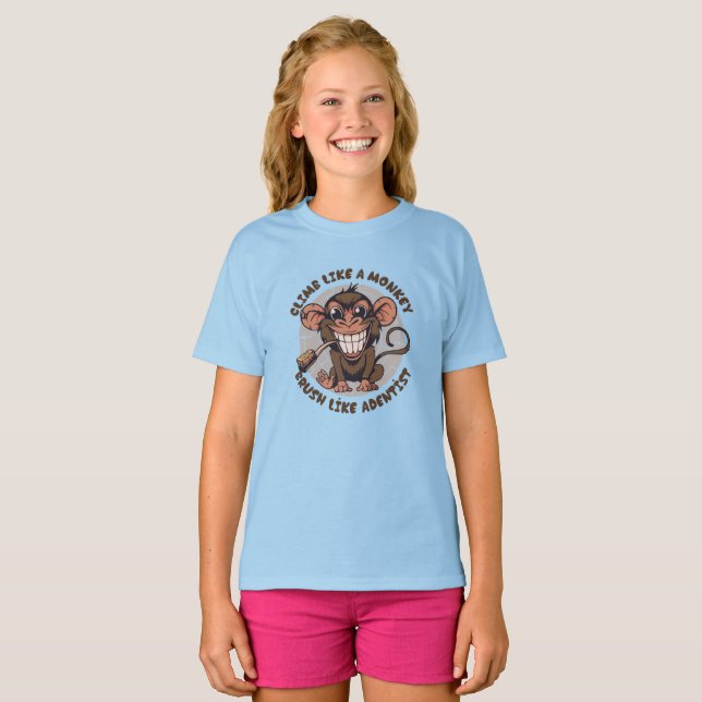 Playful Cartoon Monkey | Kids T-Shirt (Front Full)