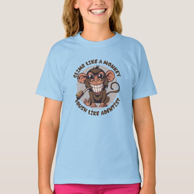 Playful Cartoon Monkey | Kids T-Shirt (Front)