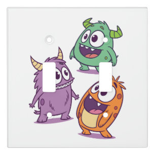 Playful Cartoon Monsters – Cute Big-Eyed Character Light Switch Cover