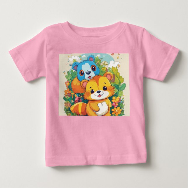 Playful Cartoon Pink Top for Kids (Front)