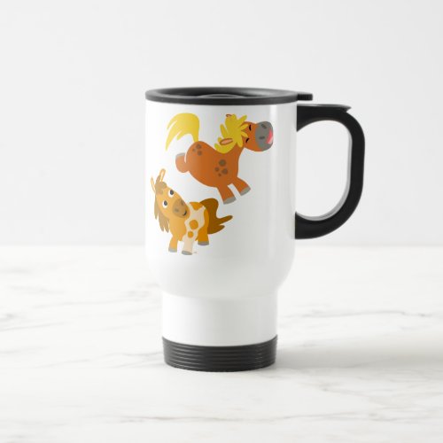 Playful Cartoon Ponies Travelling Mug