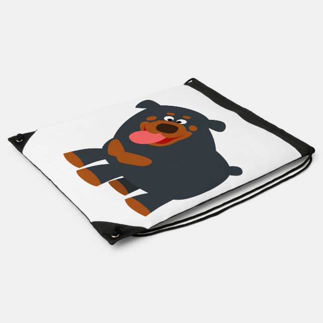 Playful Cartoon Rottweiler Drawstring Backpack (Side)