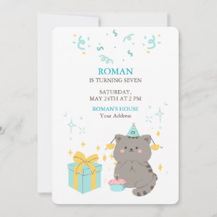 Playful Cat Birthday Invitation