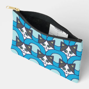 Playful Cat Circle Pattern Accessory Pouch