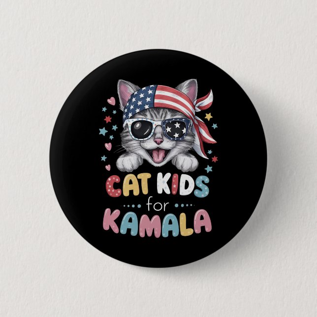 Playful Cat Design For Kids  Button (Front)