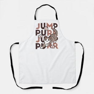 Playful Cat Jump Design - Jump Purr Pun Artwork Apron