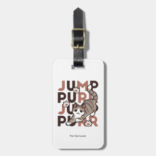 Playful Cat Jump Design - Jump Purr Pun Artwork Luggage Tag