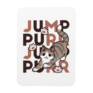 Playful Cat Jump Design - Jump Purr Pun Artwork Magnet