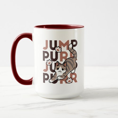 Playful Cat Jump Design _ Jump Purr Pun Artwork Mug