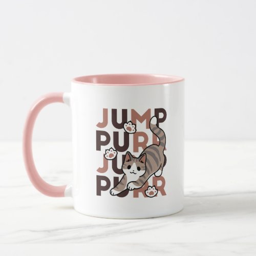 Playful Cat Jump Design _ Jump Purr Pun Artwork Mug