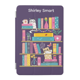 Playful Cat on Bookshelf iPad Case – Colorful 