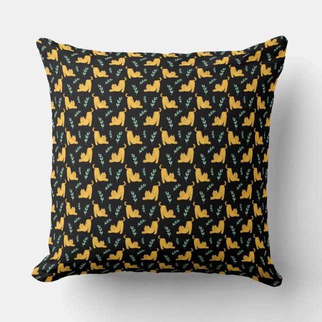 Playful Cat Print Pillow (Front)