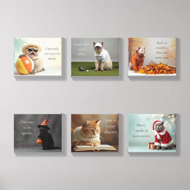 Playful Cat Quote Canvas Art Photo Tile (Front Set)