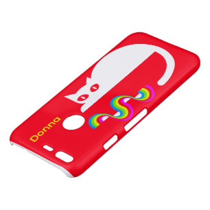 Playful Cat & Rainbow iPhone Case – Red