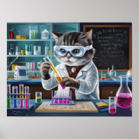 Playful Cat Scientist in Laboratory