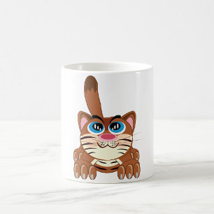 Playful Cat with Big Blue Eyes Fun Whimsical Kitty Coffee Mug