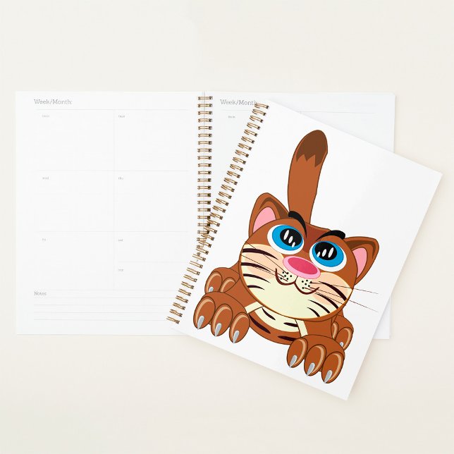 Playful Cat with Big Blue Eyes Fun Whimsical Kitty Planner (Creator Uploaded)