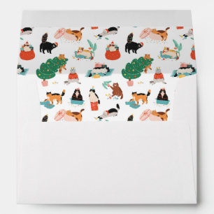 Playful Cats and Christmas Trees Pattern Envelope
