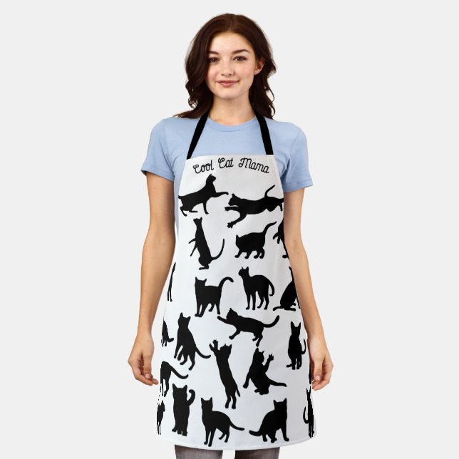 Playful Cats, Cat Mama Personalized Cat Collage Apron (Worn)