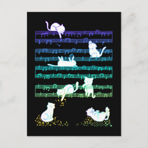 Playful Cats Colorful Music Notes Composer Cat